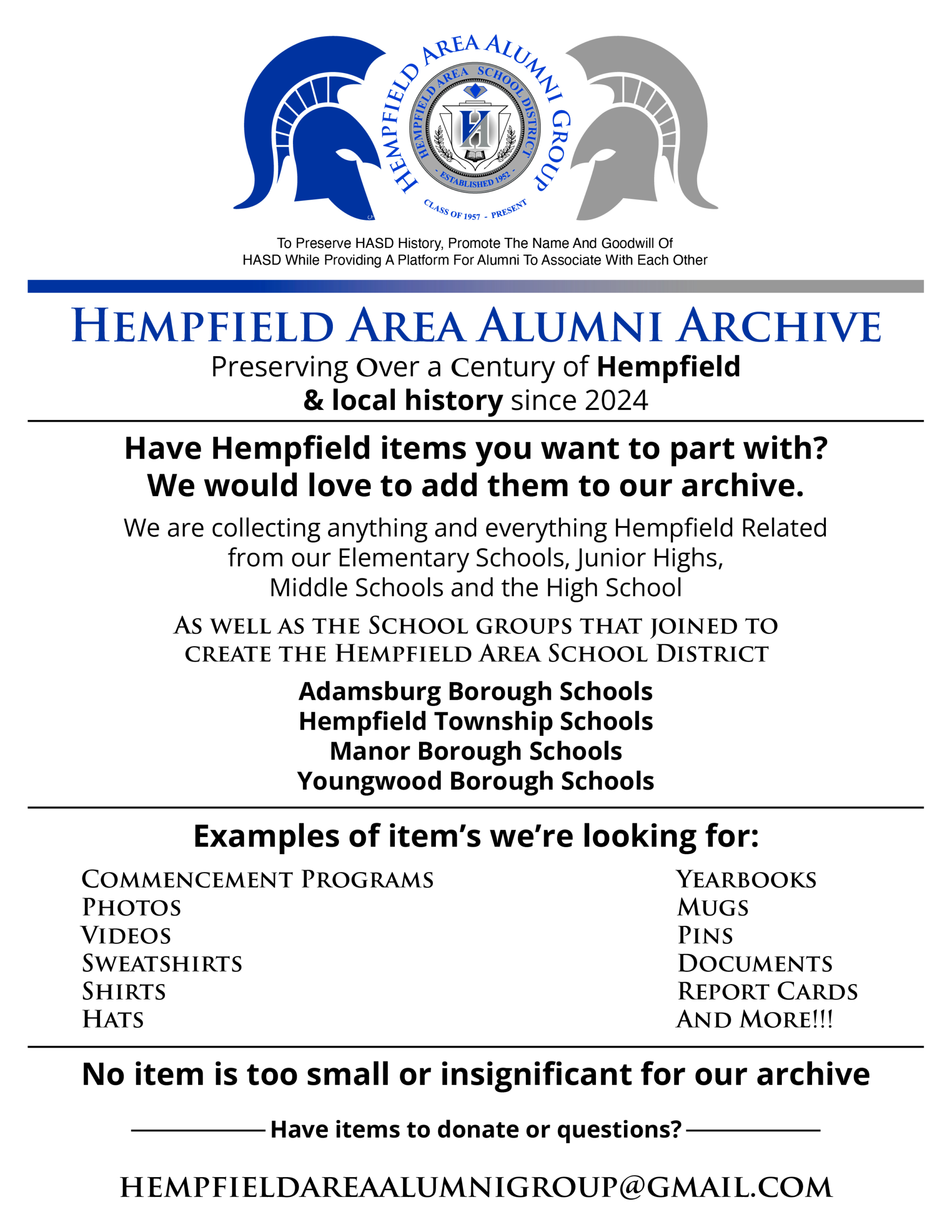 Hempfield Area Alumni Archive information