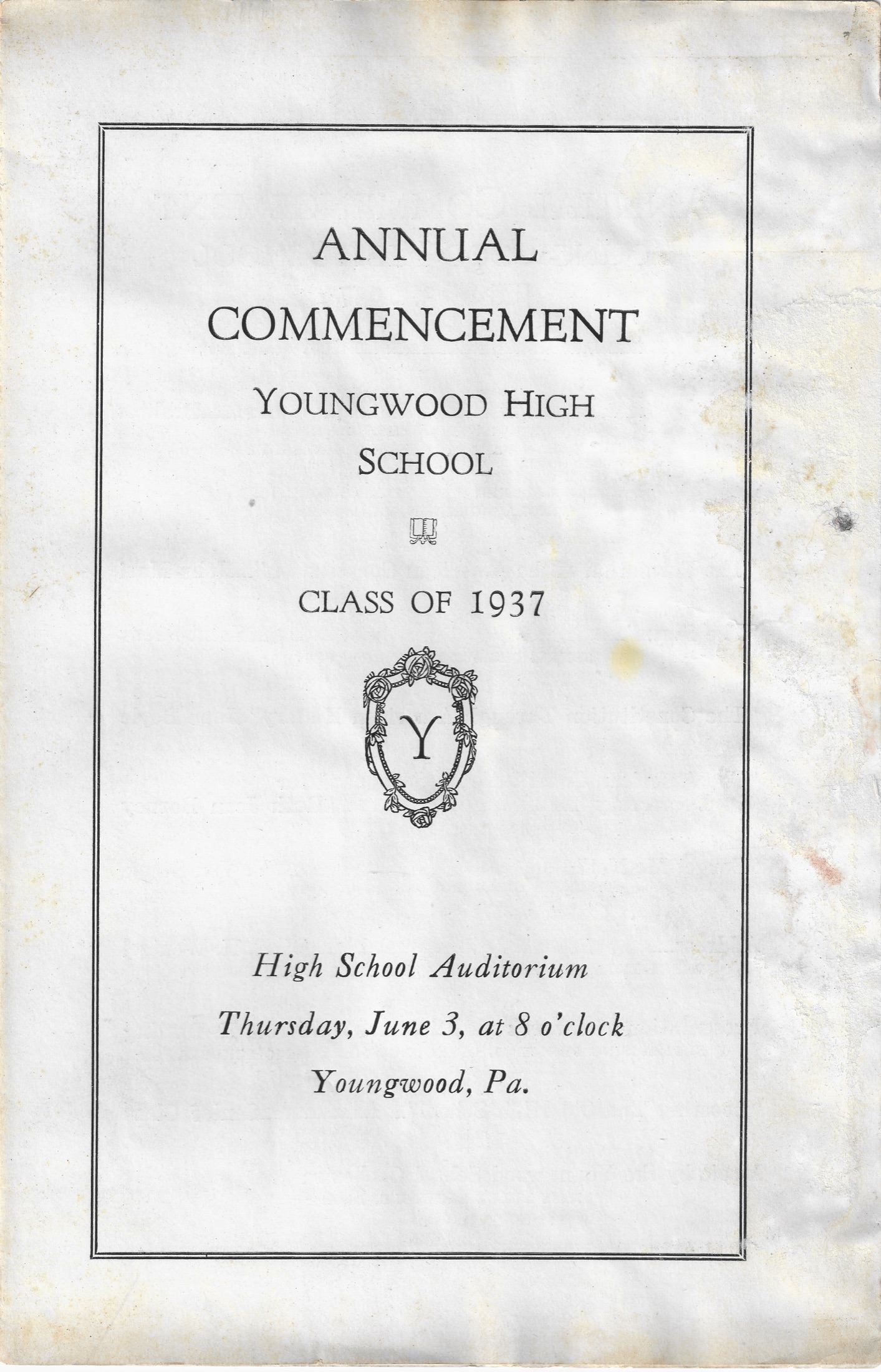 1937 Youngwood High School Commencement Program