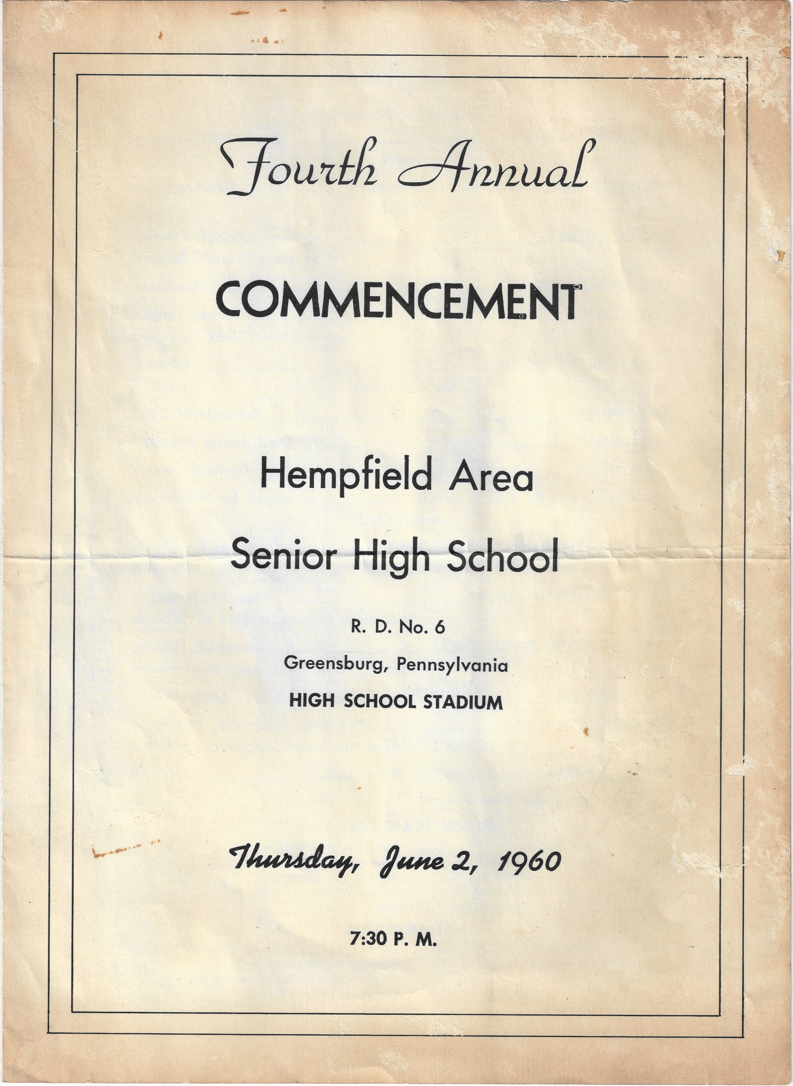 1960 HAHS Commencement Program