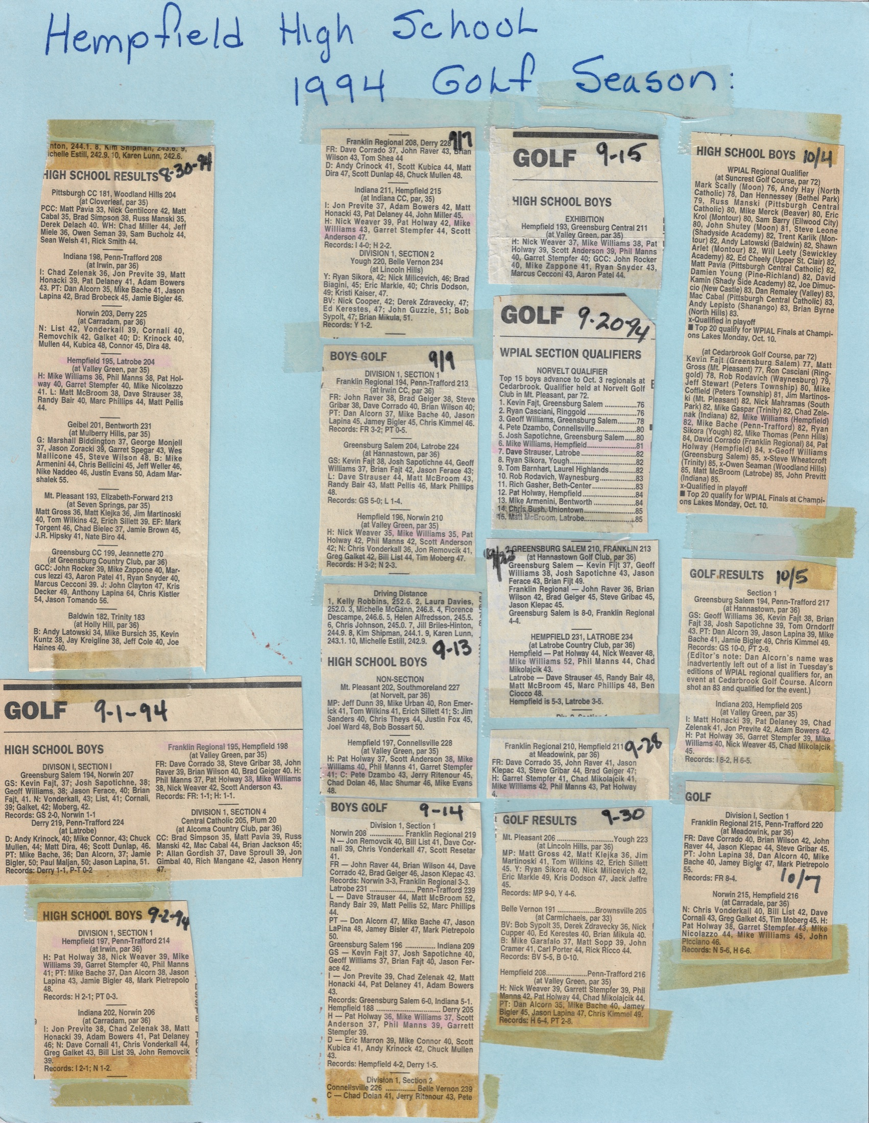 1994 Boys Golf newspaper clippings first image
