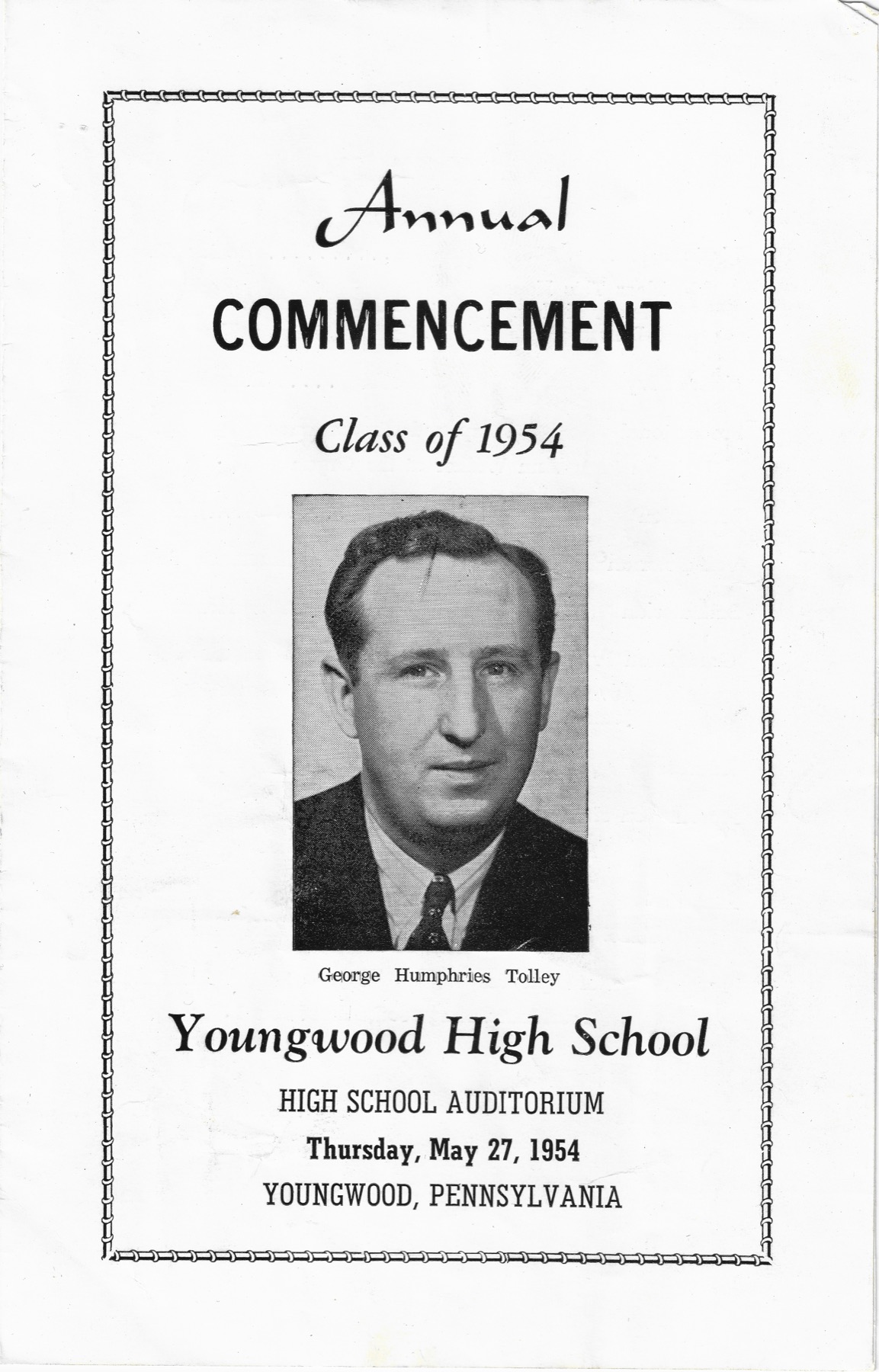1954 Youngwood High School Commencement Program