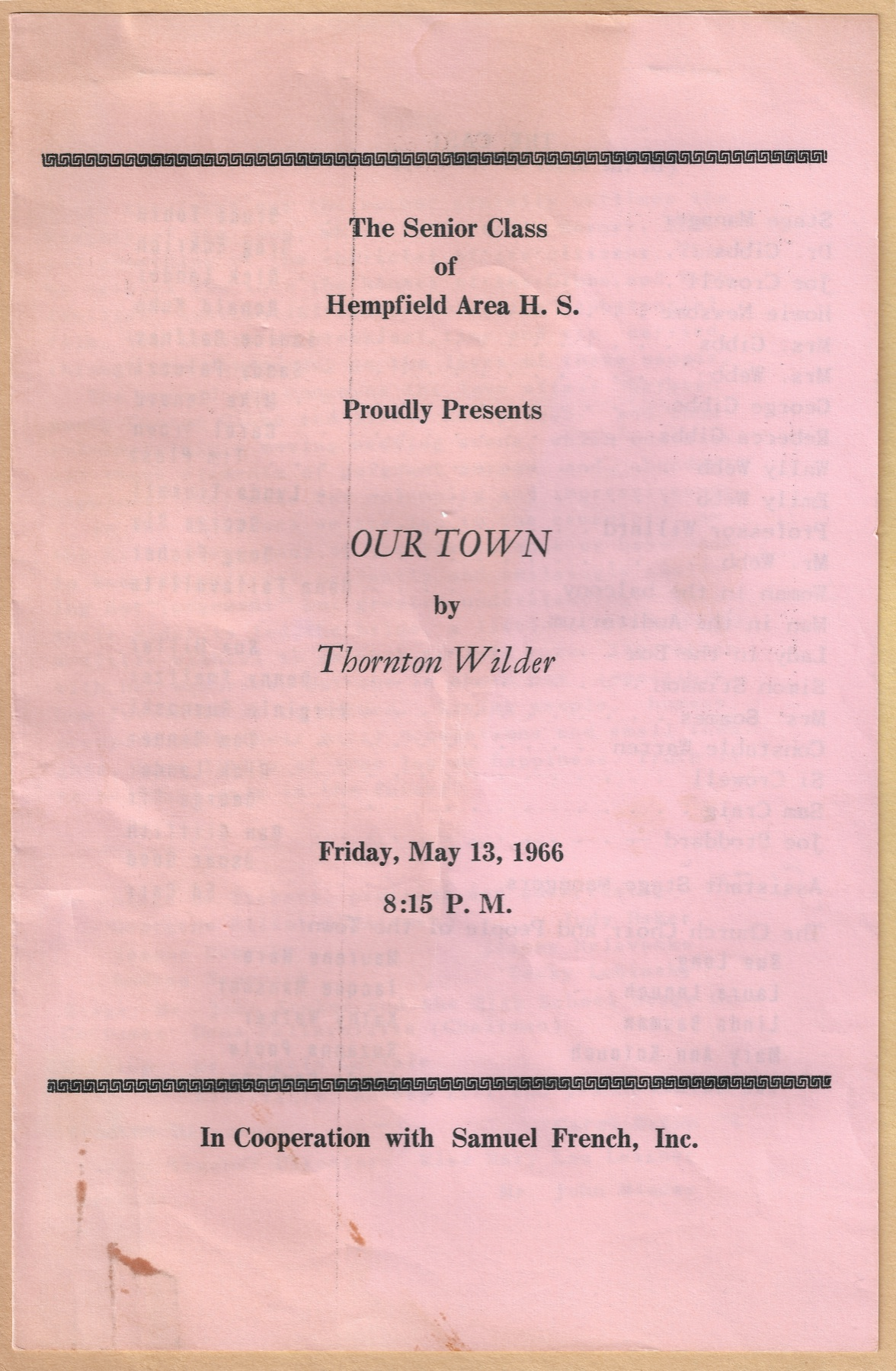 1966 Senior Class Play Program