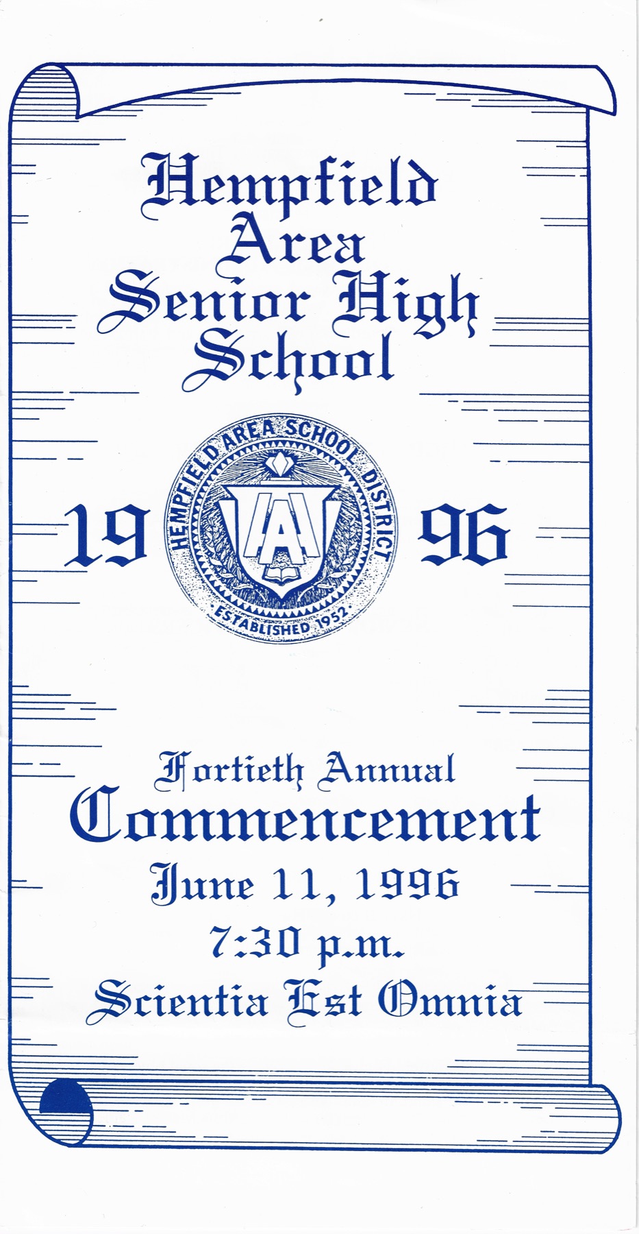1987 HAHS Commencement Program 1