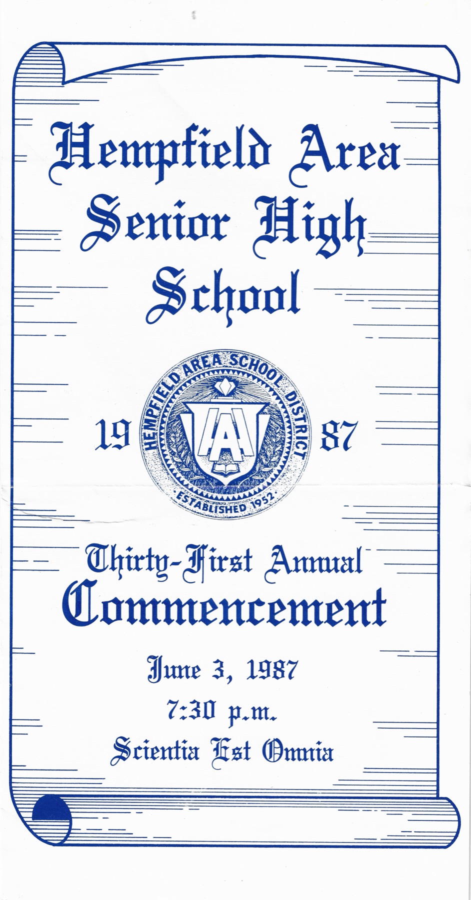 1987 HAHS Commencement Program