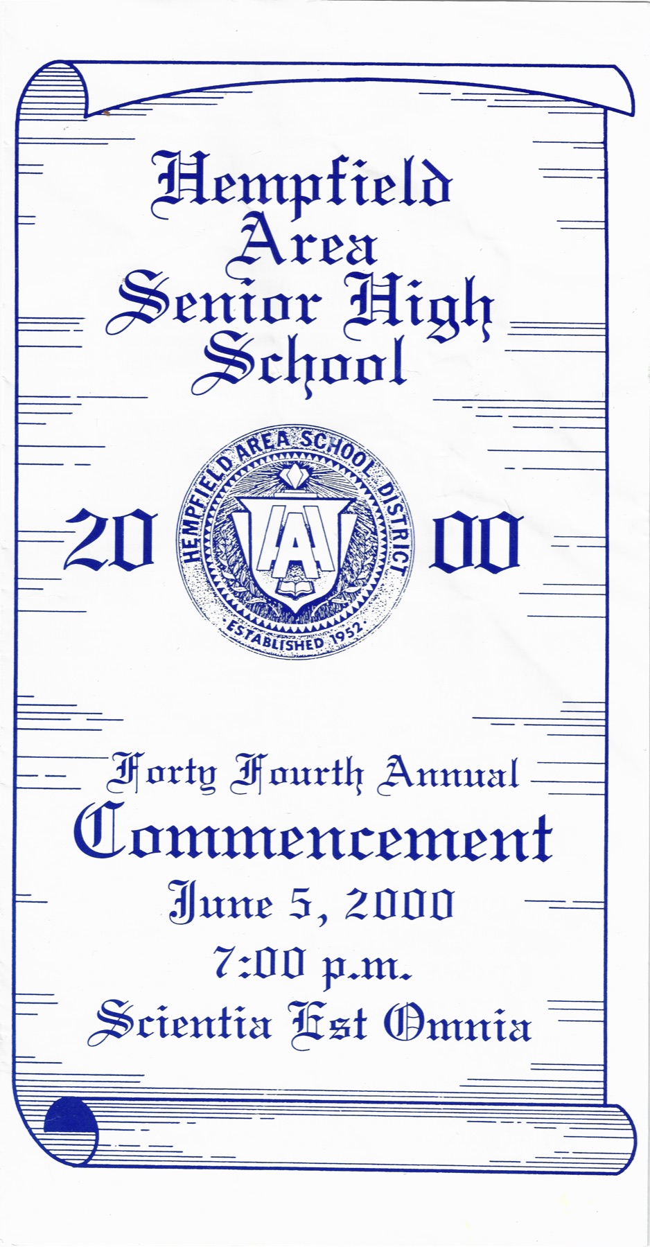 2000 HAHS Commencement Program