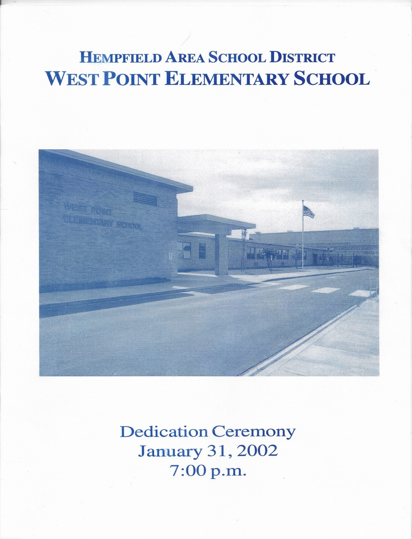 2002 West Point Elementary Renovation Dedication Program