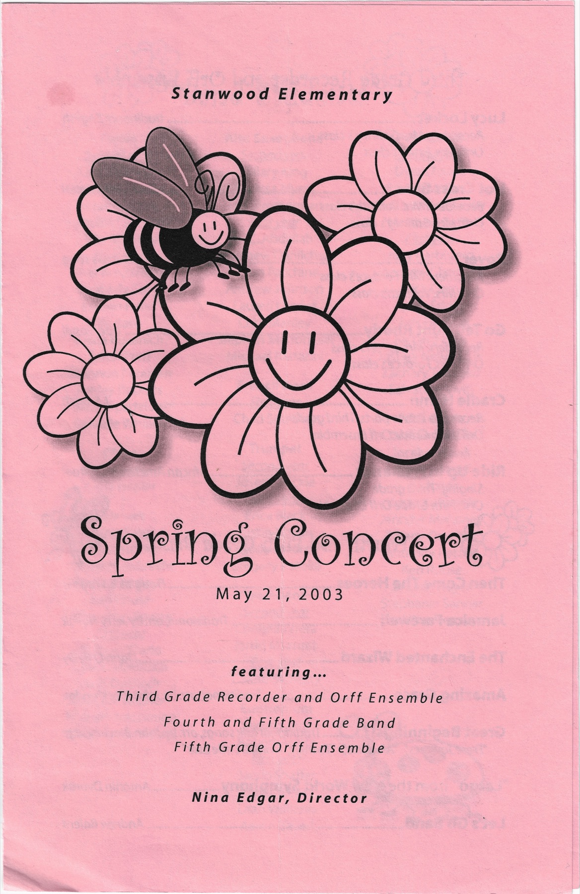 2003 Stanwood Elementary Spring Concert Program